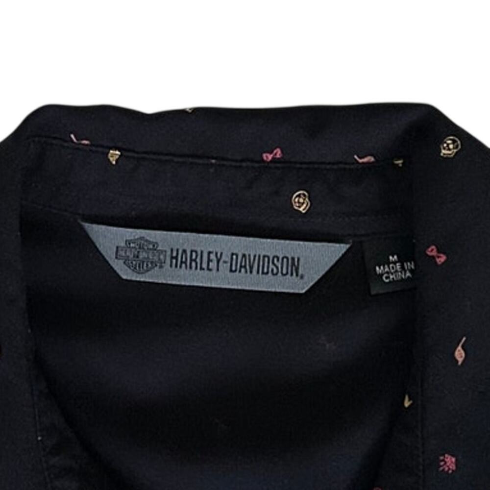 Harley-Davidson Women’s Black Button-Up Shirt Mini Print Medium - Picture 6 of 8